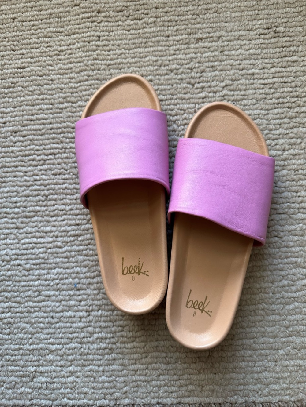 beek Slide Sandals with Tan Footbed